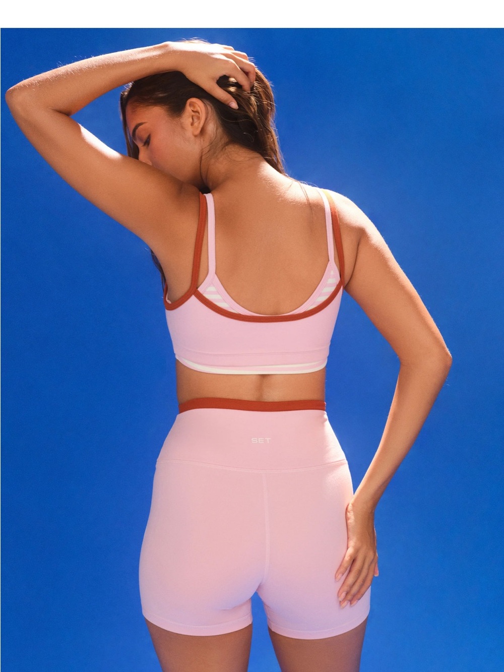 SET Active Pink Bralette Cloud Stripe Cami Sports Bra - Picture 3 of 4